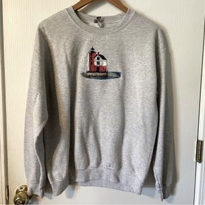 Gray Lighthouse Sweatshirt Embroidered